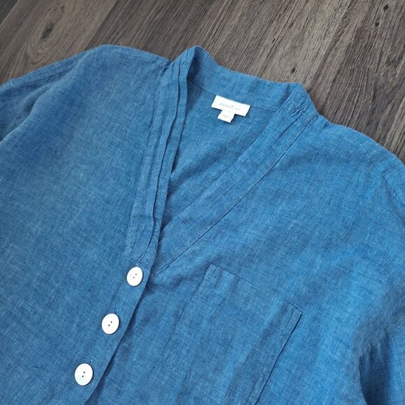 💙 Pure Jill 100% Linen Oversized Long Sleeve Blouse Size M/L Lagenlook Lightwei - Picture 3 of 7